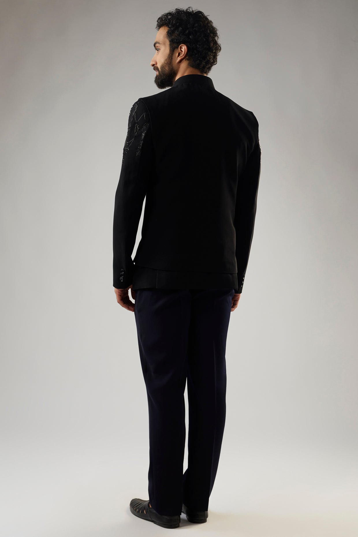 Black Petal Jodhpuri Set