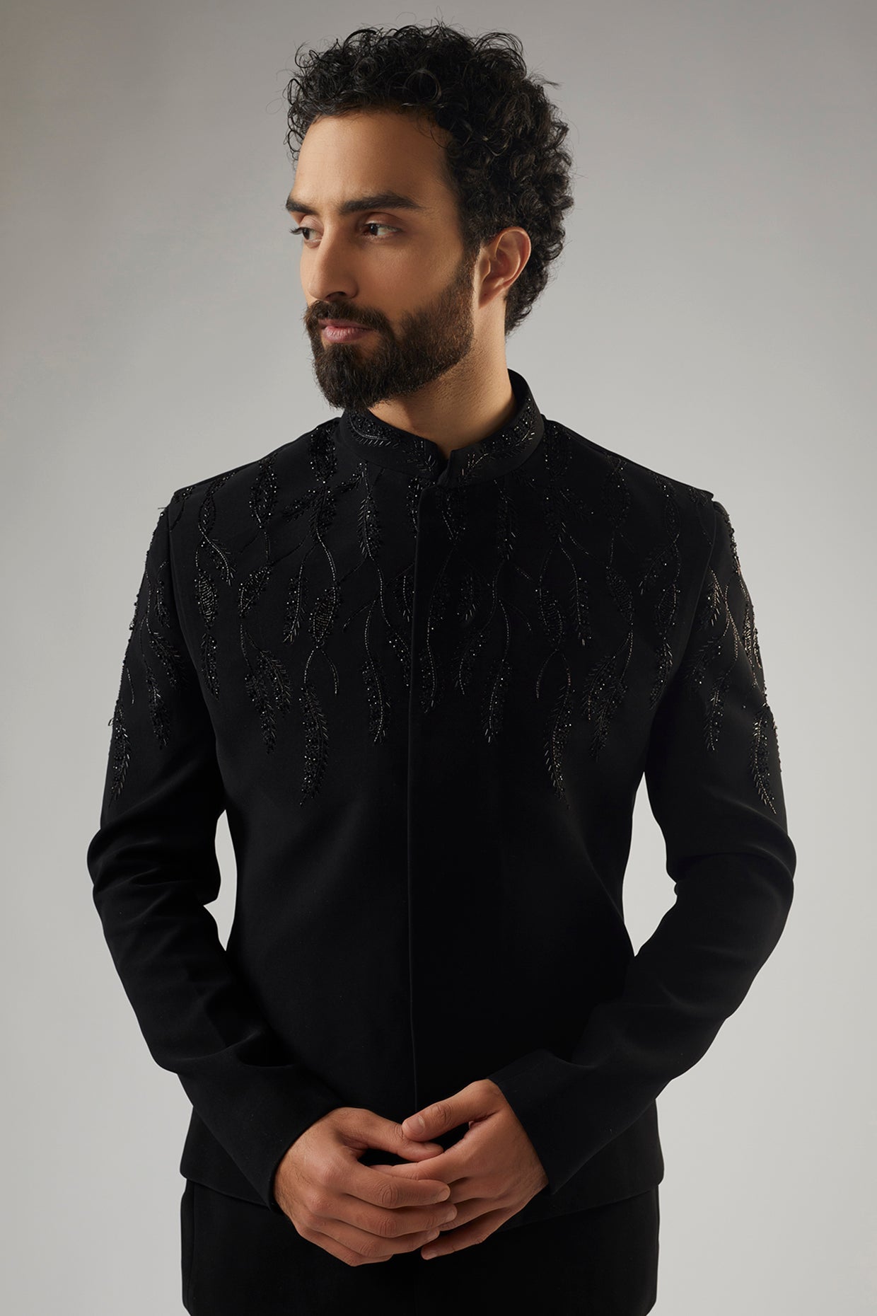 Black Petal Jodhpuri Set