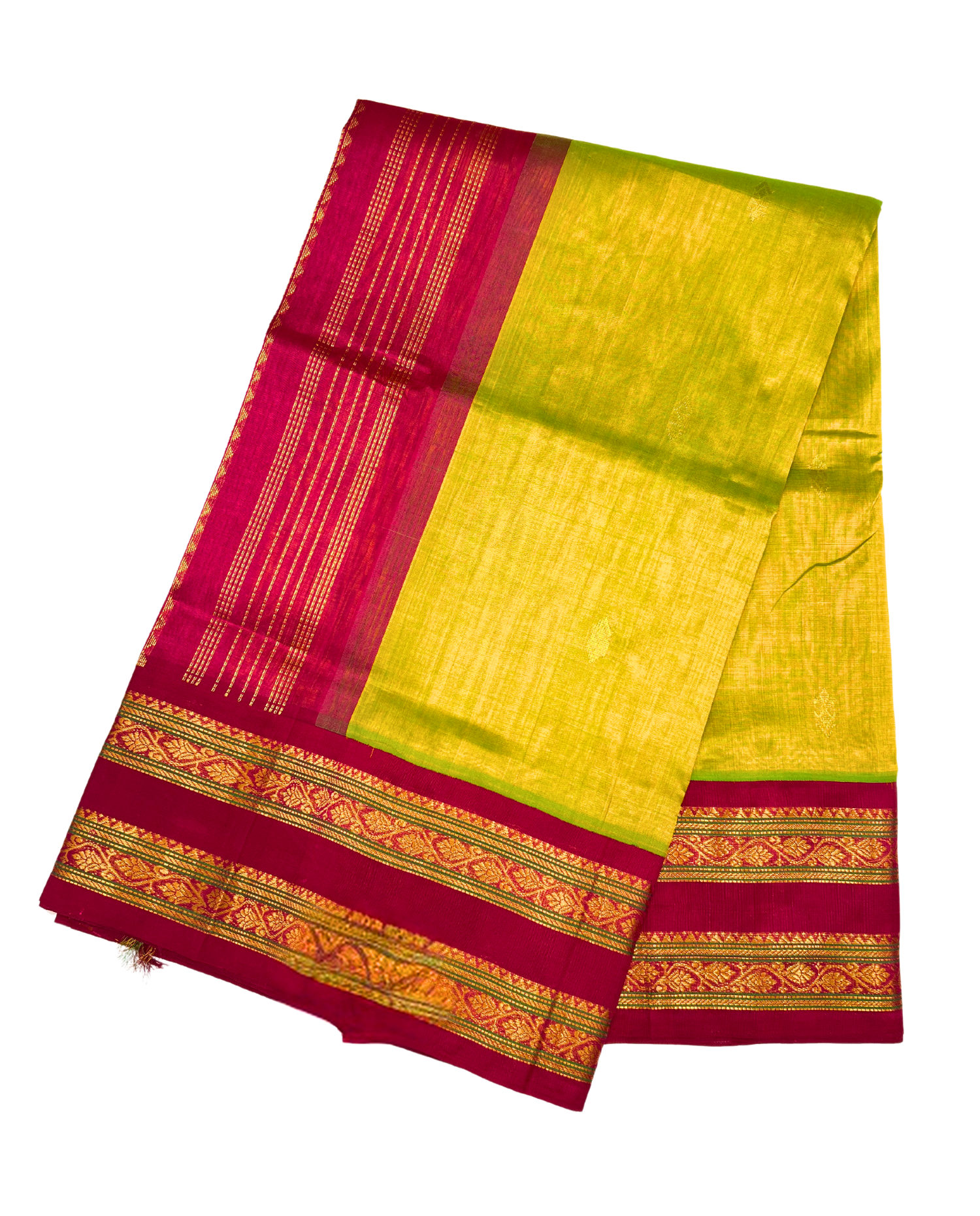 Luxurious Green and Pink Kanchipuram Art Silk Saree  with Intricate Gold Work