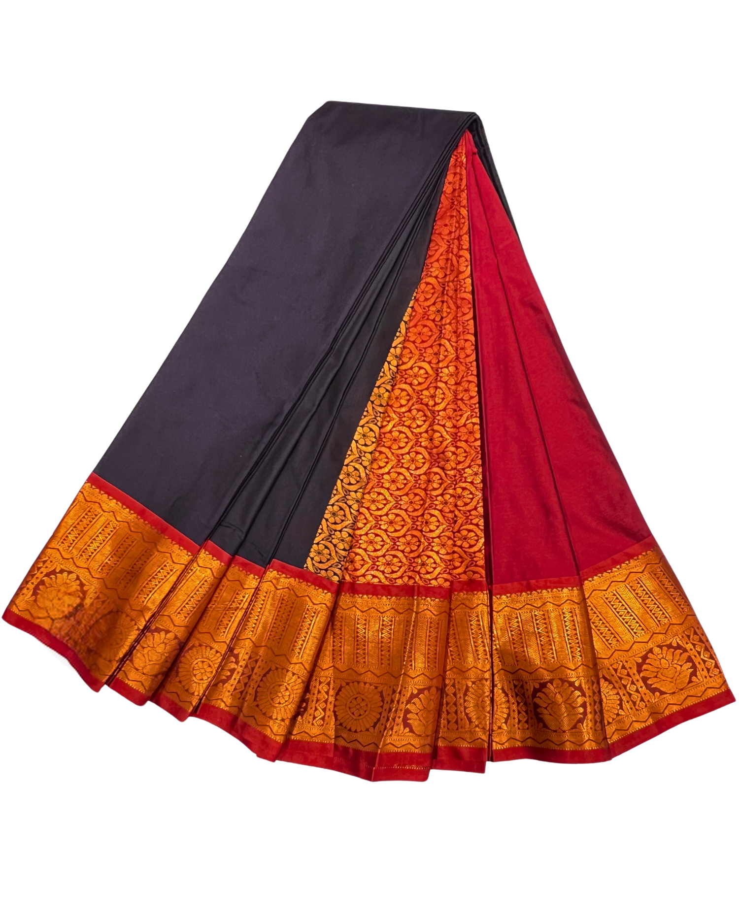 Dark Blue & Red Art Silk Saree