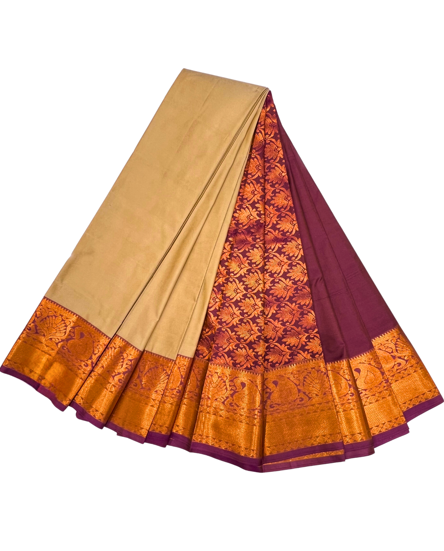 Gold & Maroon Art Silk Saree