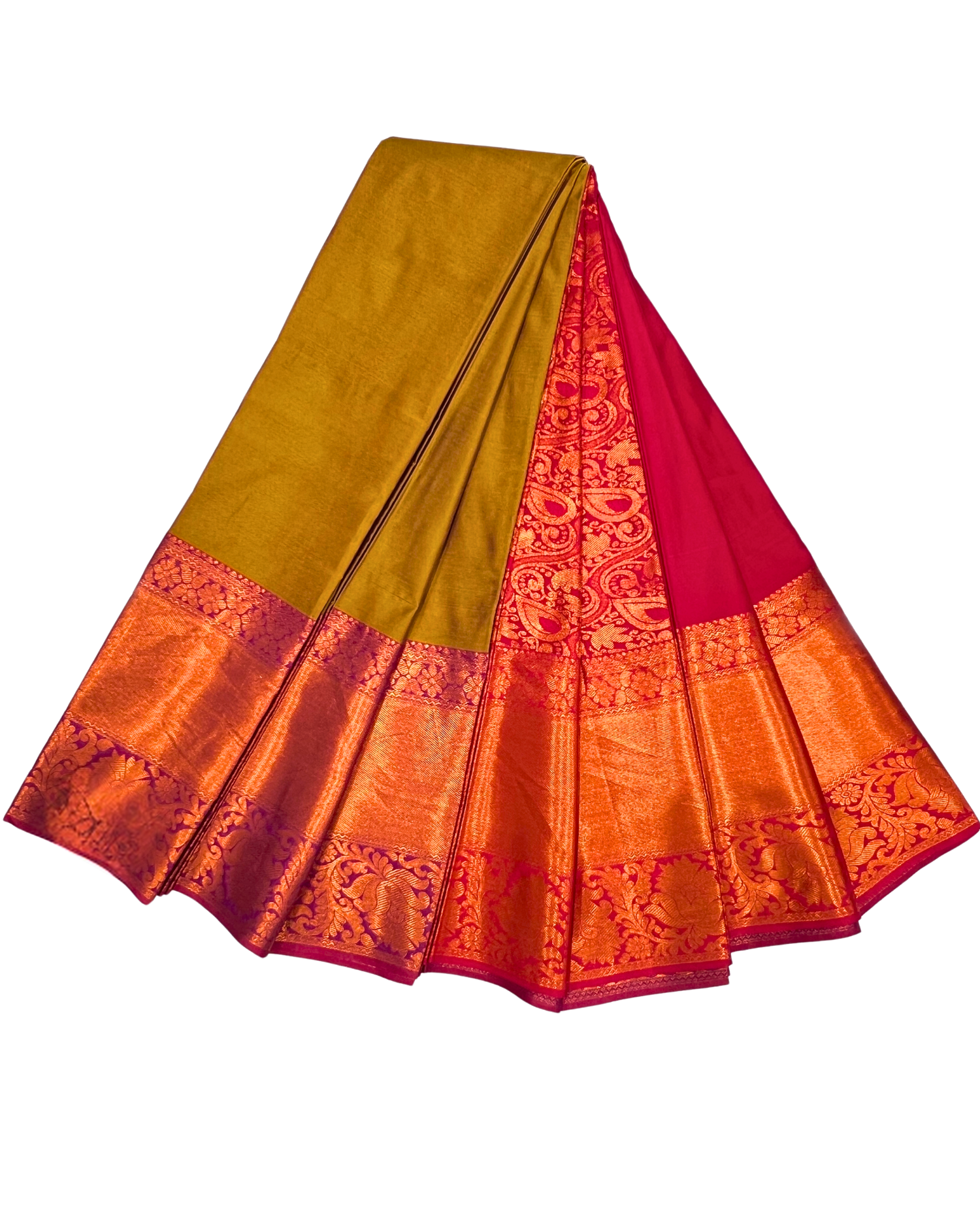 Gold & Red Art Silk Saree