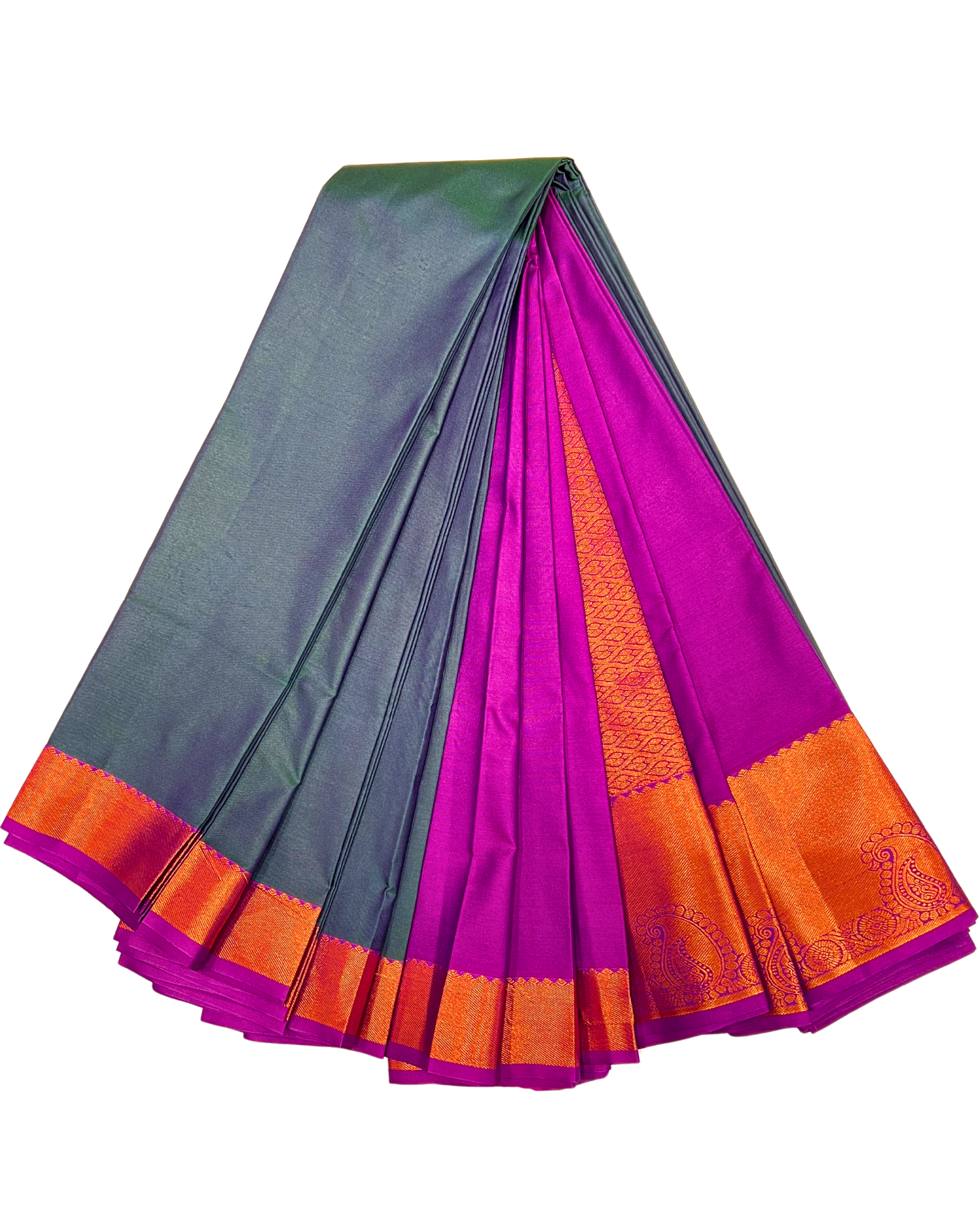 Green & Pink Art Silk Saree