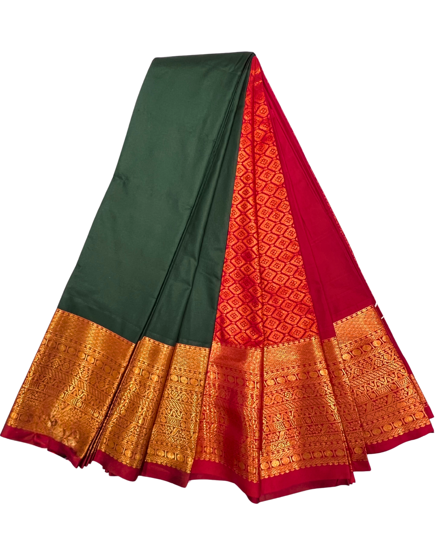 Green & Red Art Silk Saree