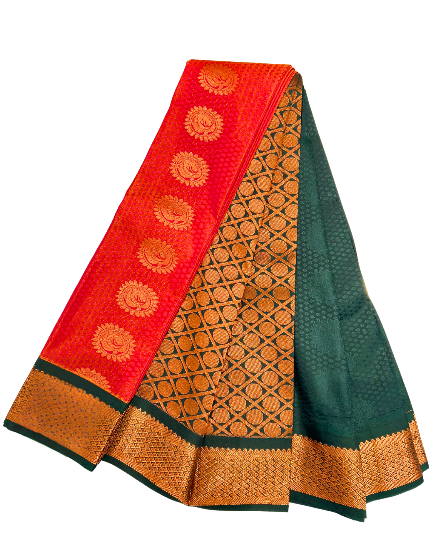 Timeless Red and Green Art Silk Saree with Rich Gold Border