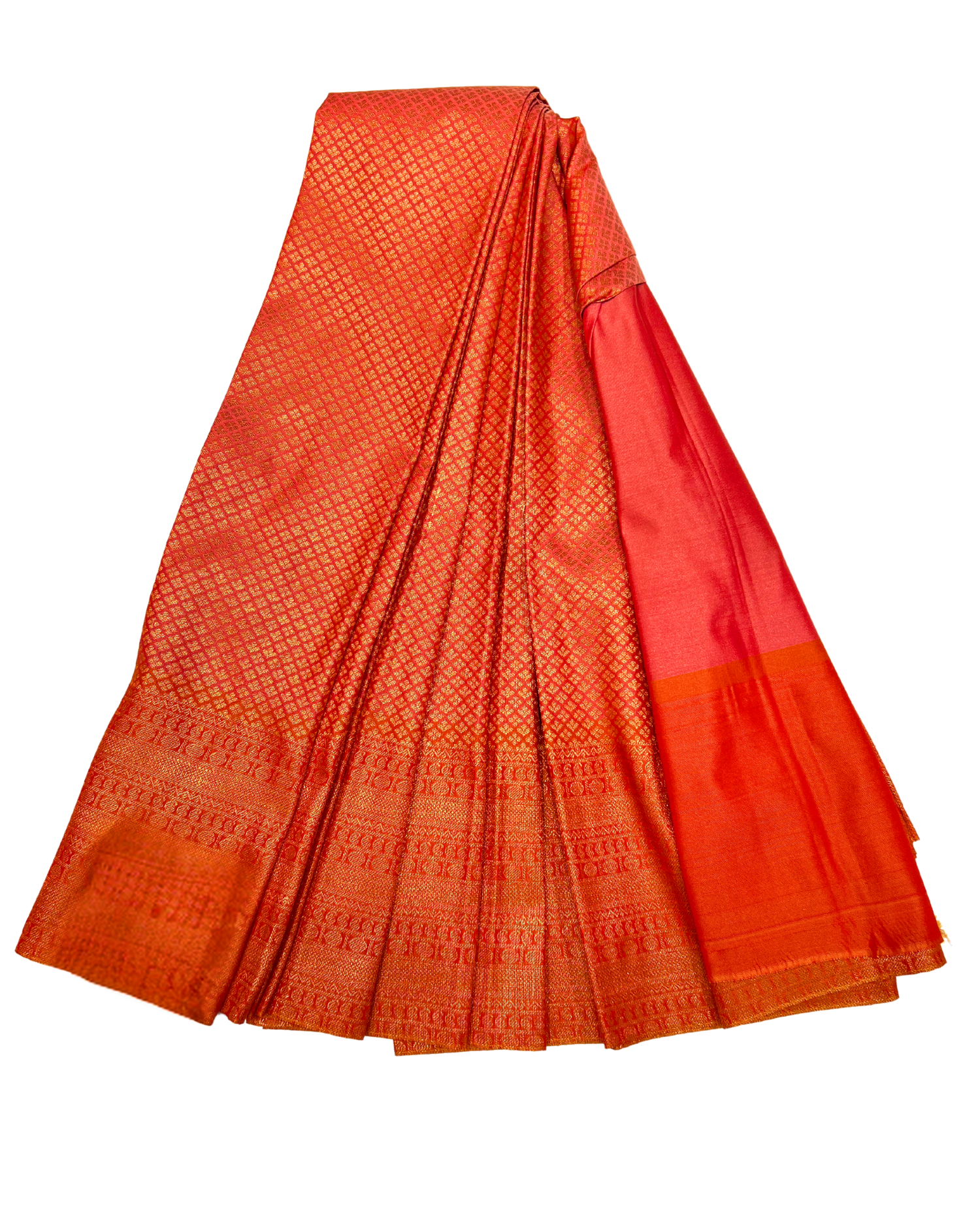 Traditional Red Art Silk Saree with Korvai Work