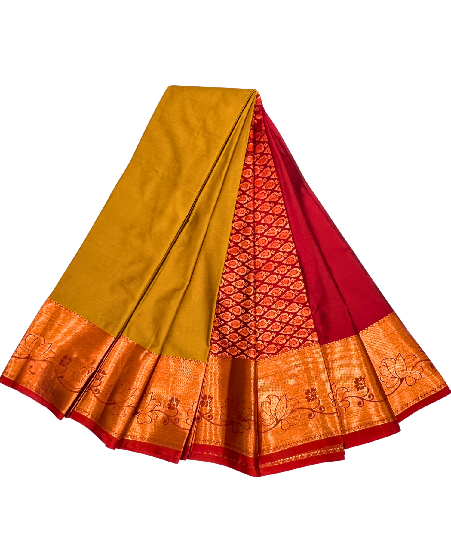 Yellow & Red Art Silk Saree