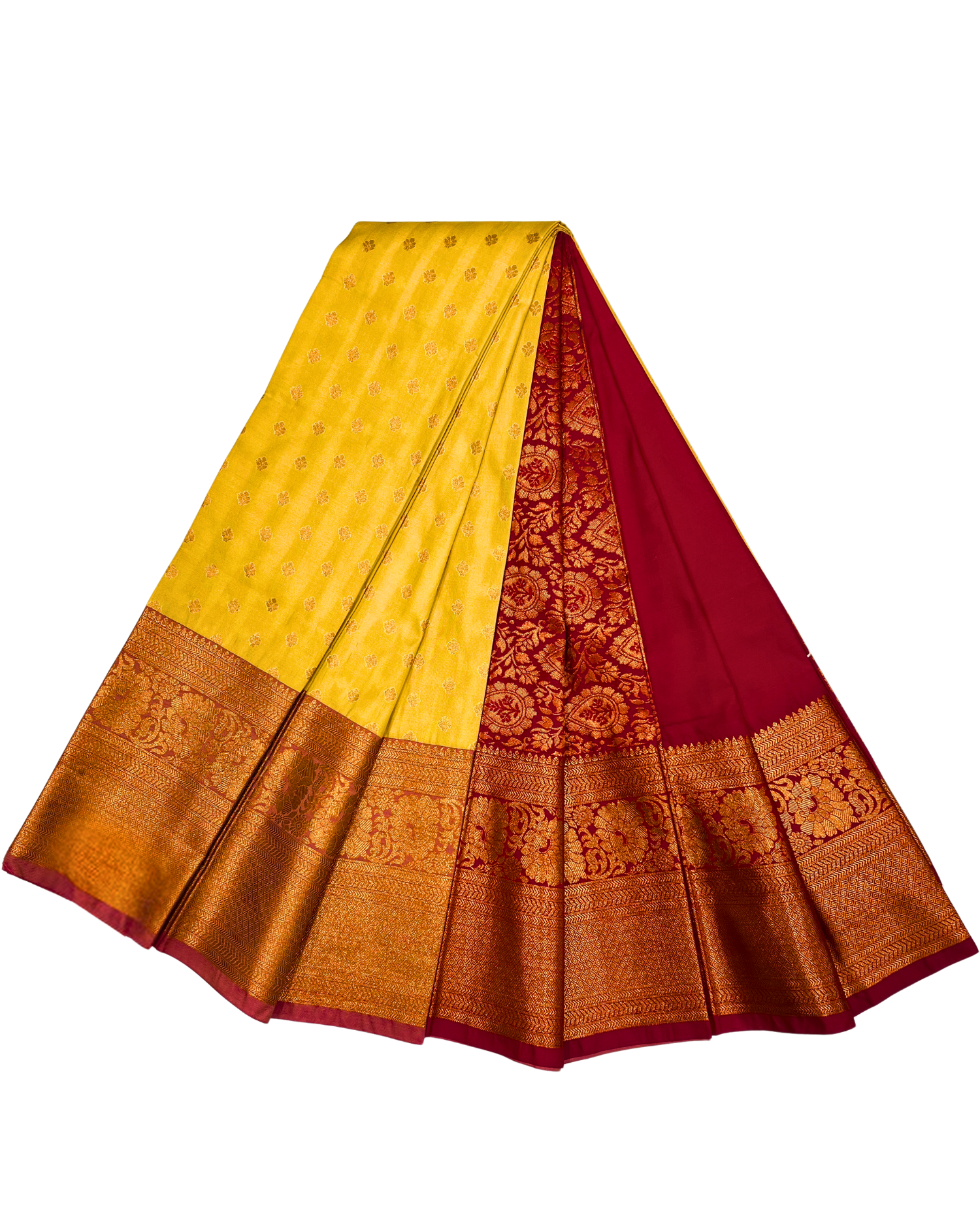 Yellow & Red Art Silk Saree