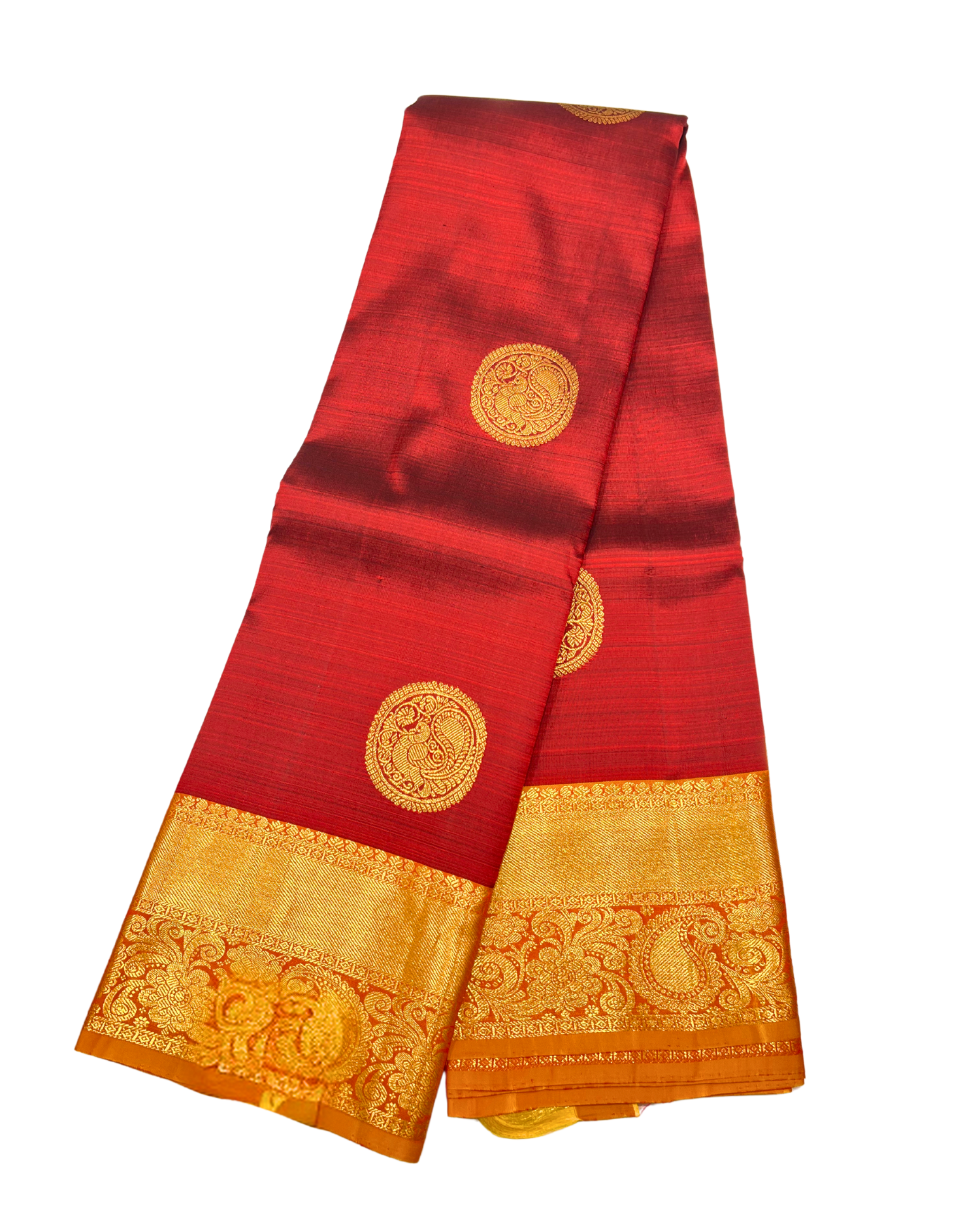 Timeless Maroon Pure Kanchipuram Silk Saree with Rich Gold Border