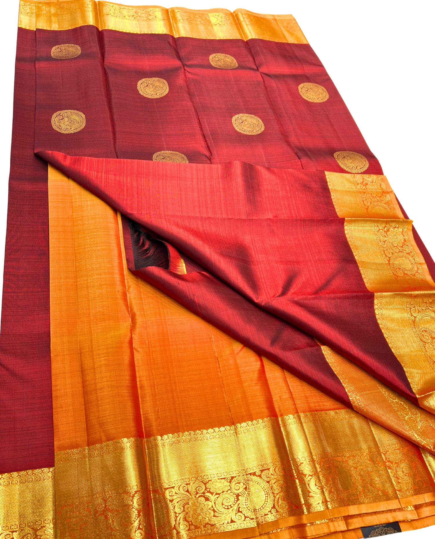 Timeless Maroon Pure Kanchipuram Silk Saree with Rich Gold Border