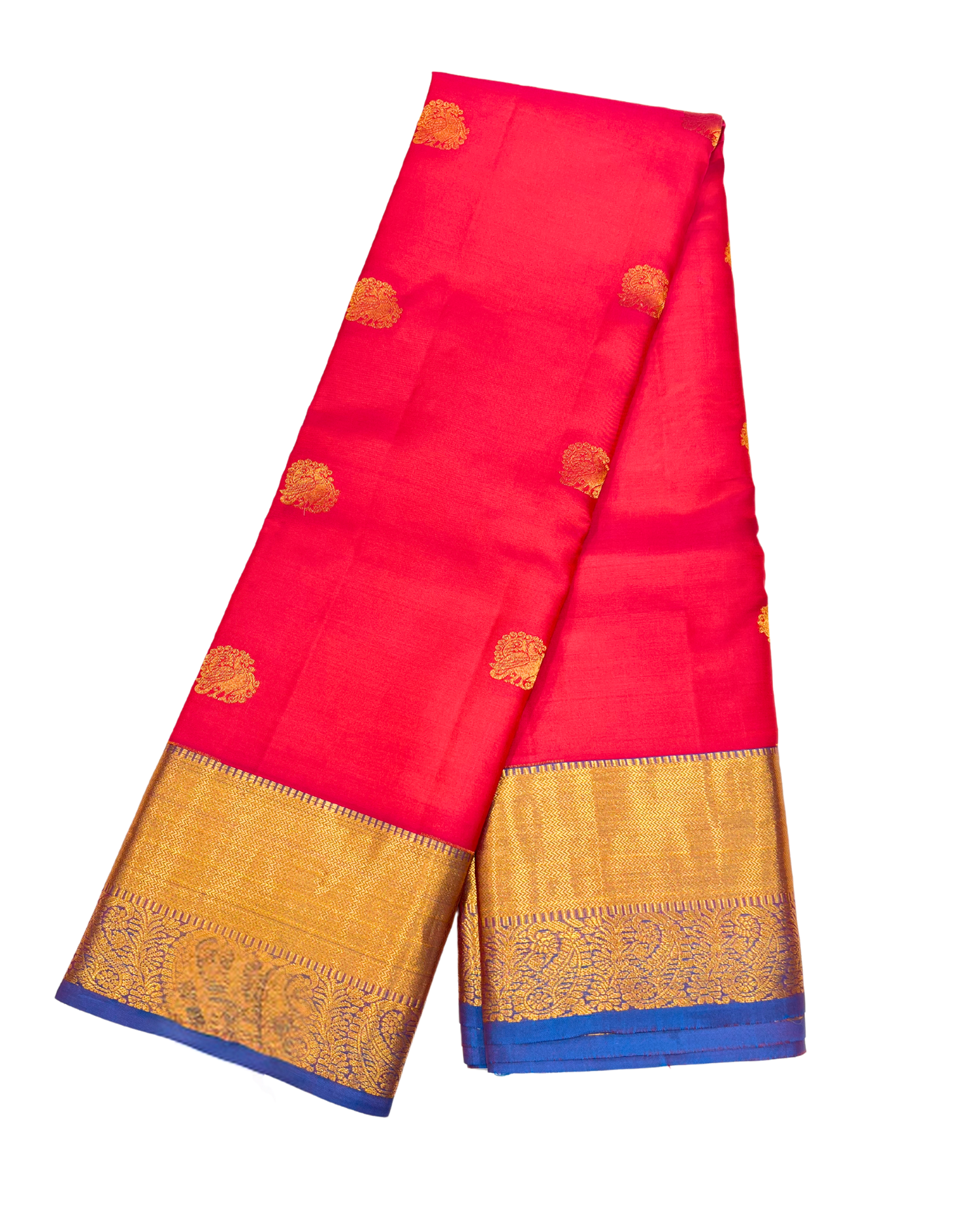 Vibrant Pink Pure Kanchipuram Silk Saree with Intricate Gold Border