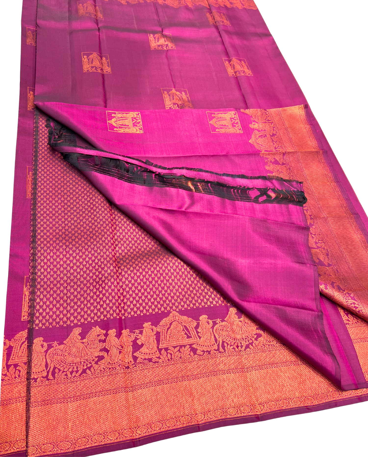 Luxurious Purple Pure Kanchipuram Silk Saree with Intricate Designs