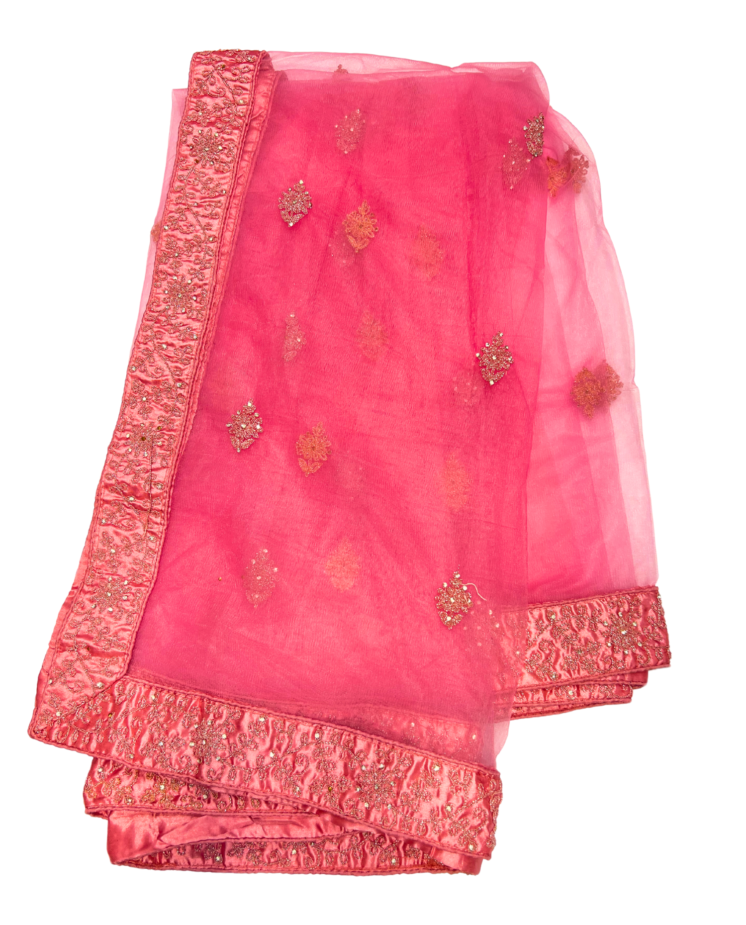 Handcrafted Pink Net Lehenga with Exquisite Embroidery