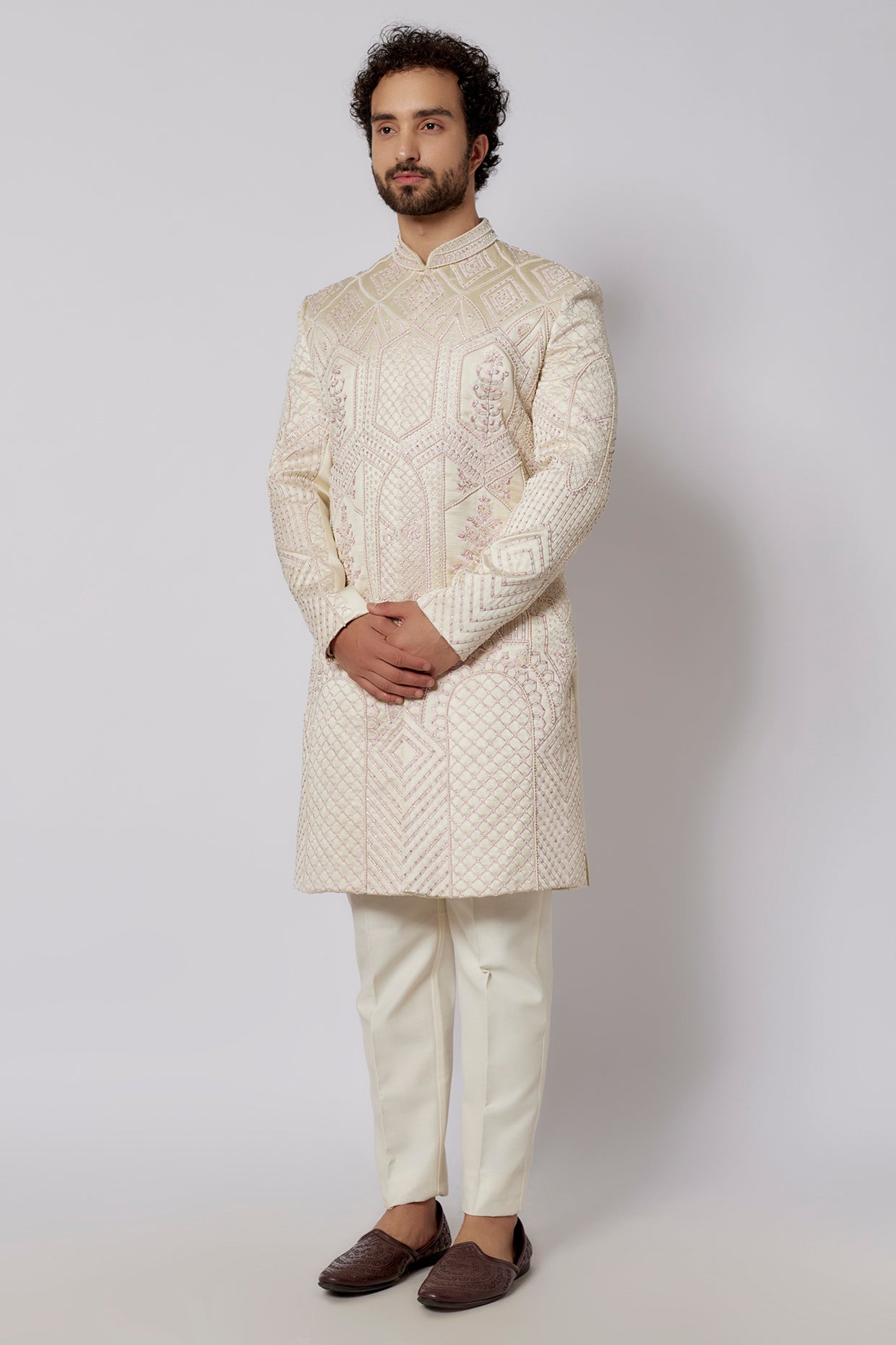 Pearl White Sherwani Set