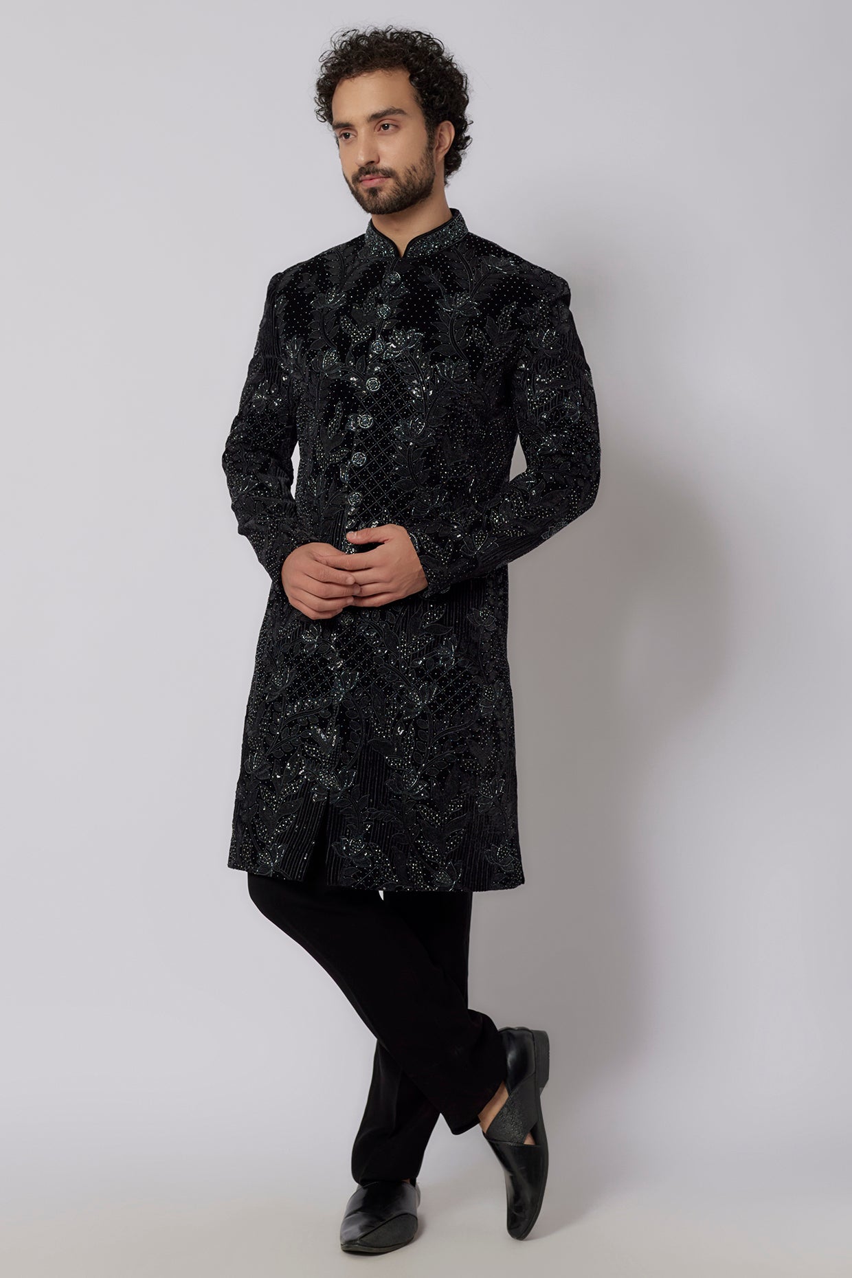 Black Indowestern Set