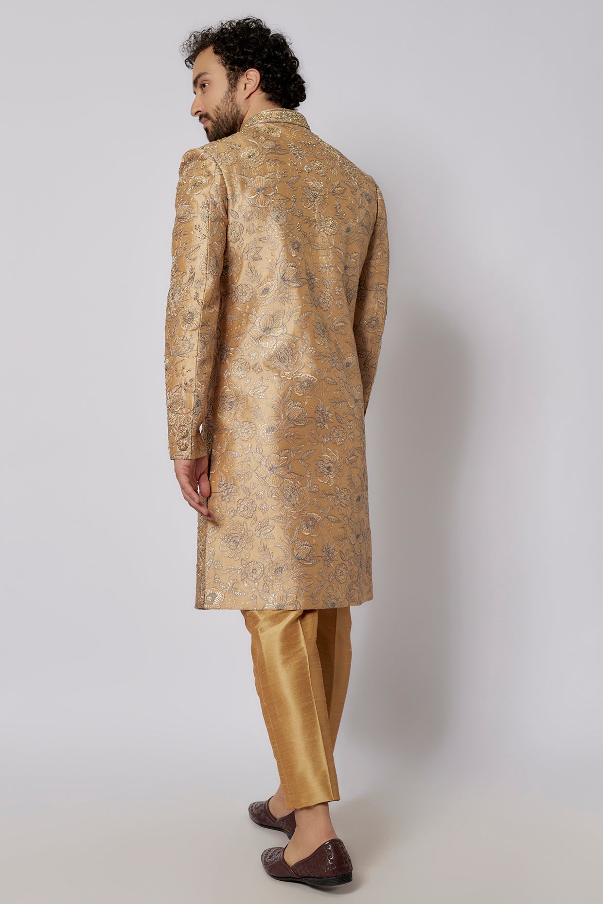 Gold & Grey Sherwani Set