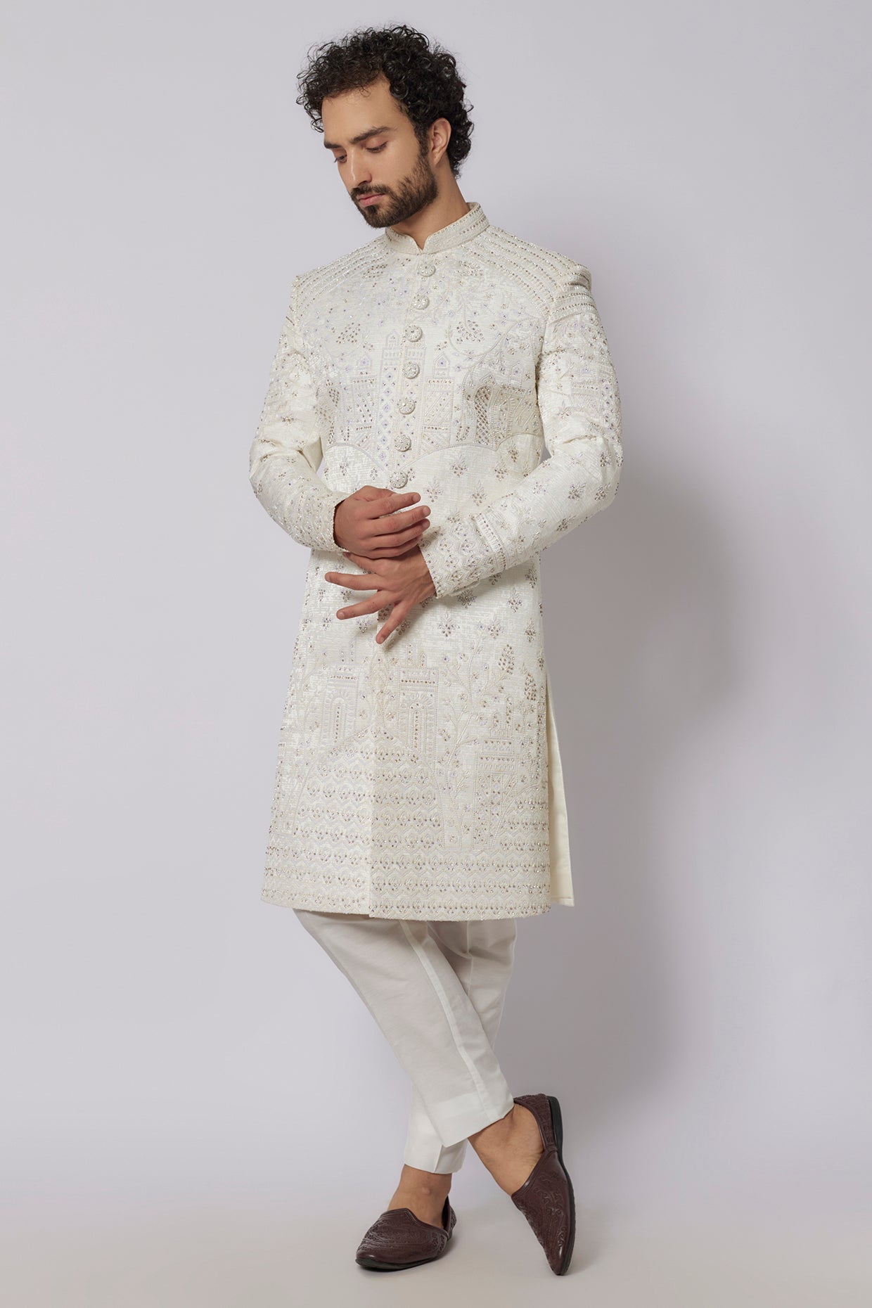 Silver Sherwani Set