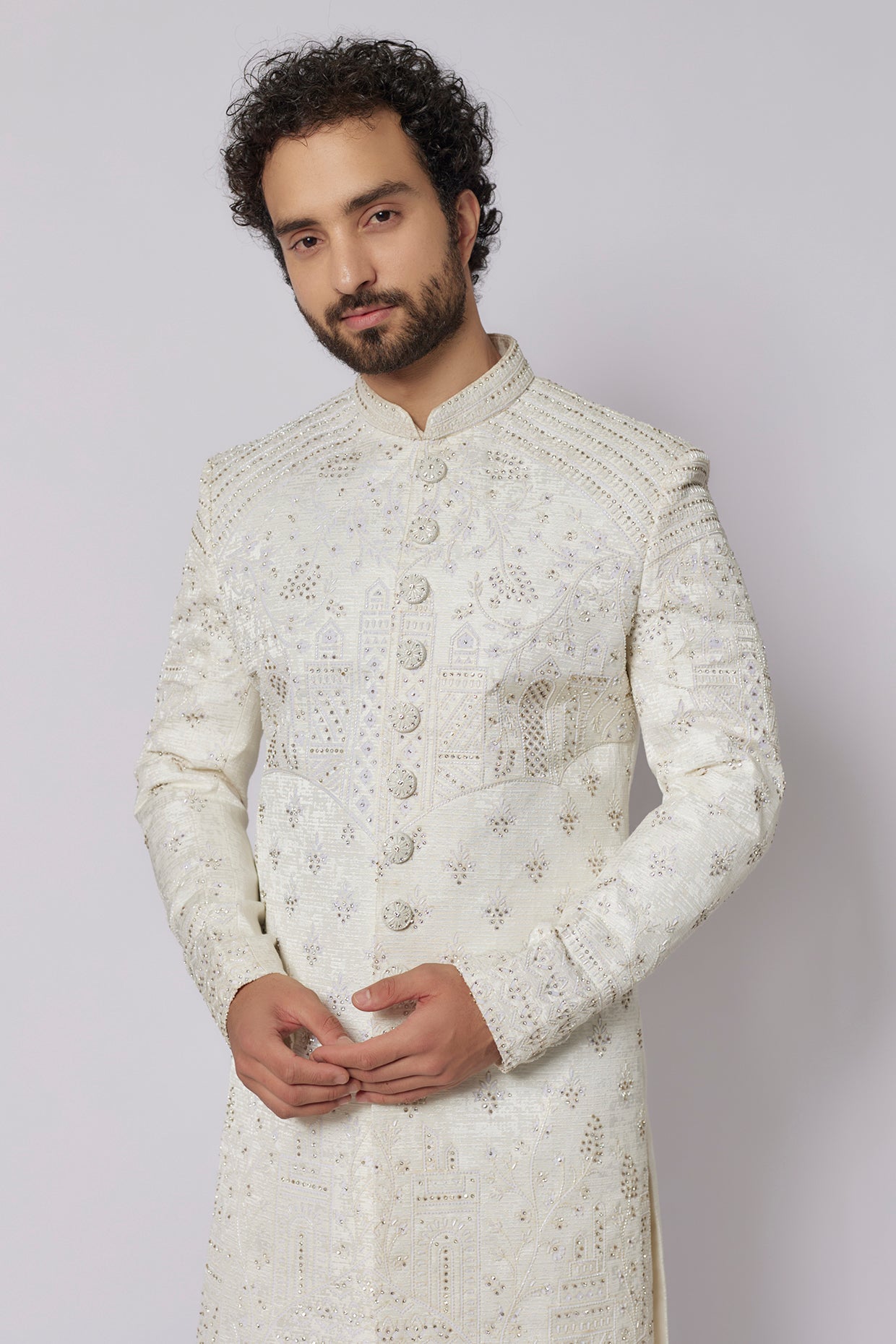 Silver Sherwani Set