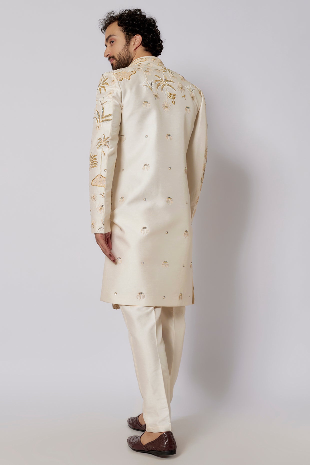 Beige Sherwani Set