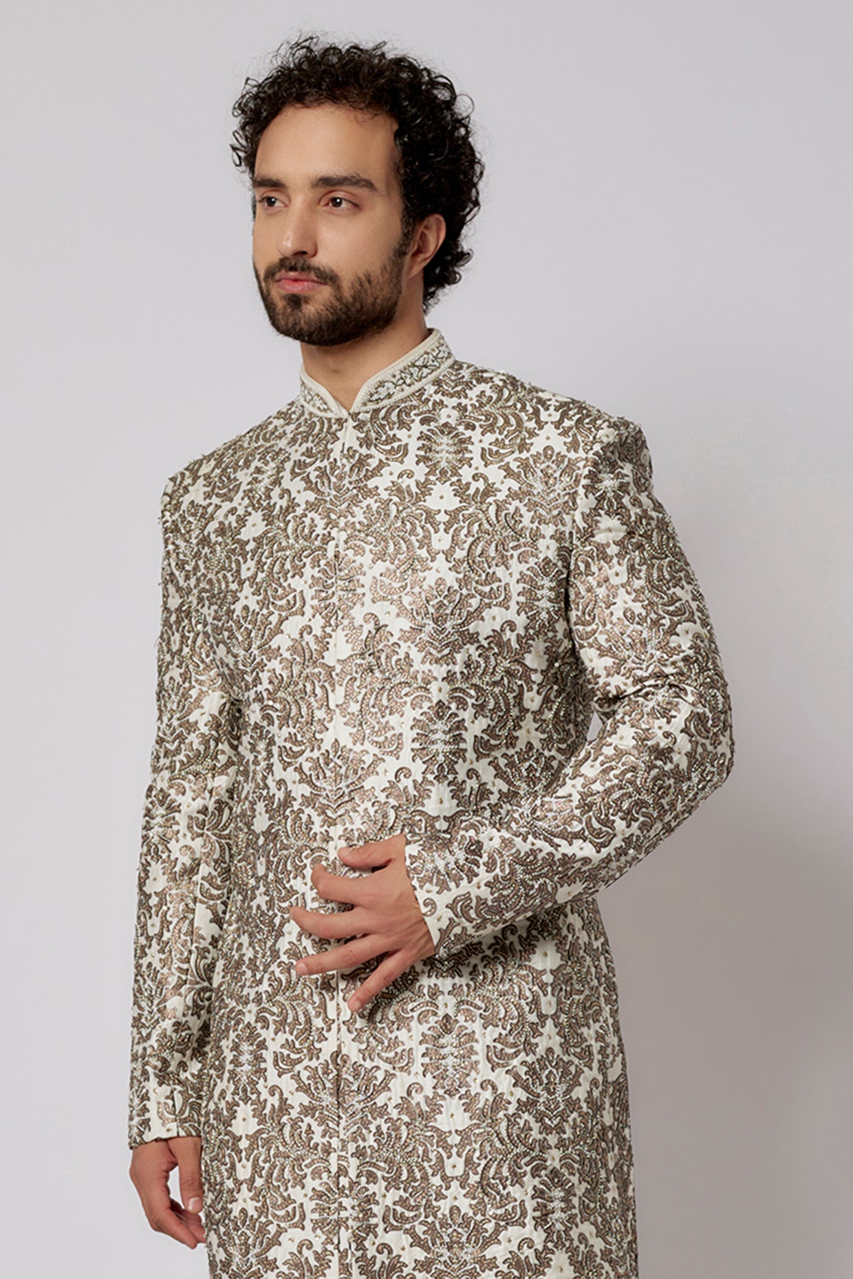 Ivory Copper Sherwani Set