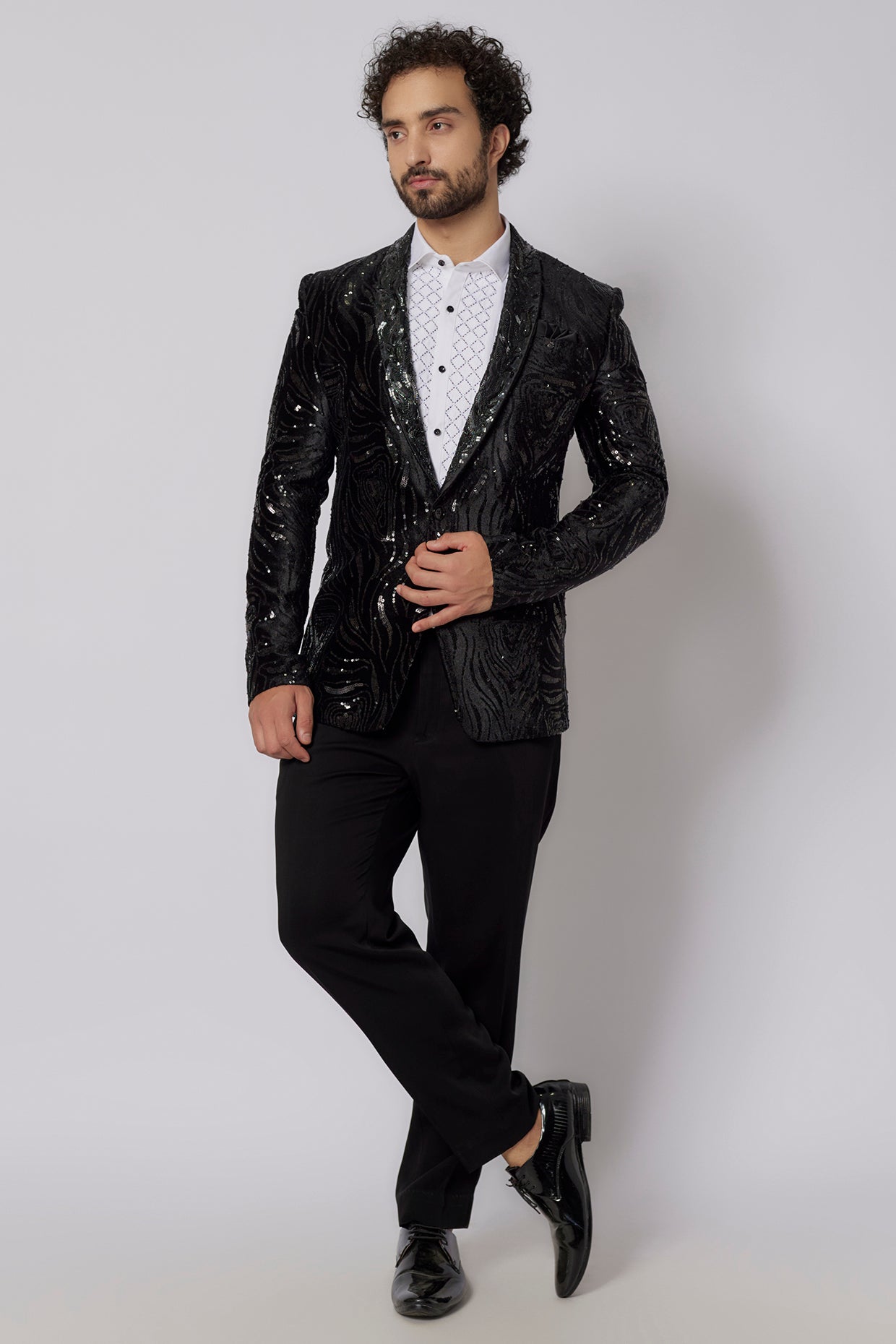 Black Velvet Tuxedo Set