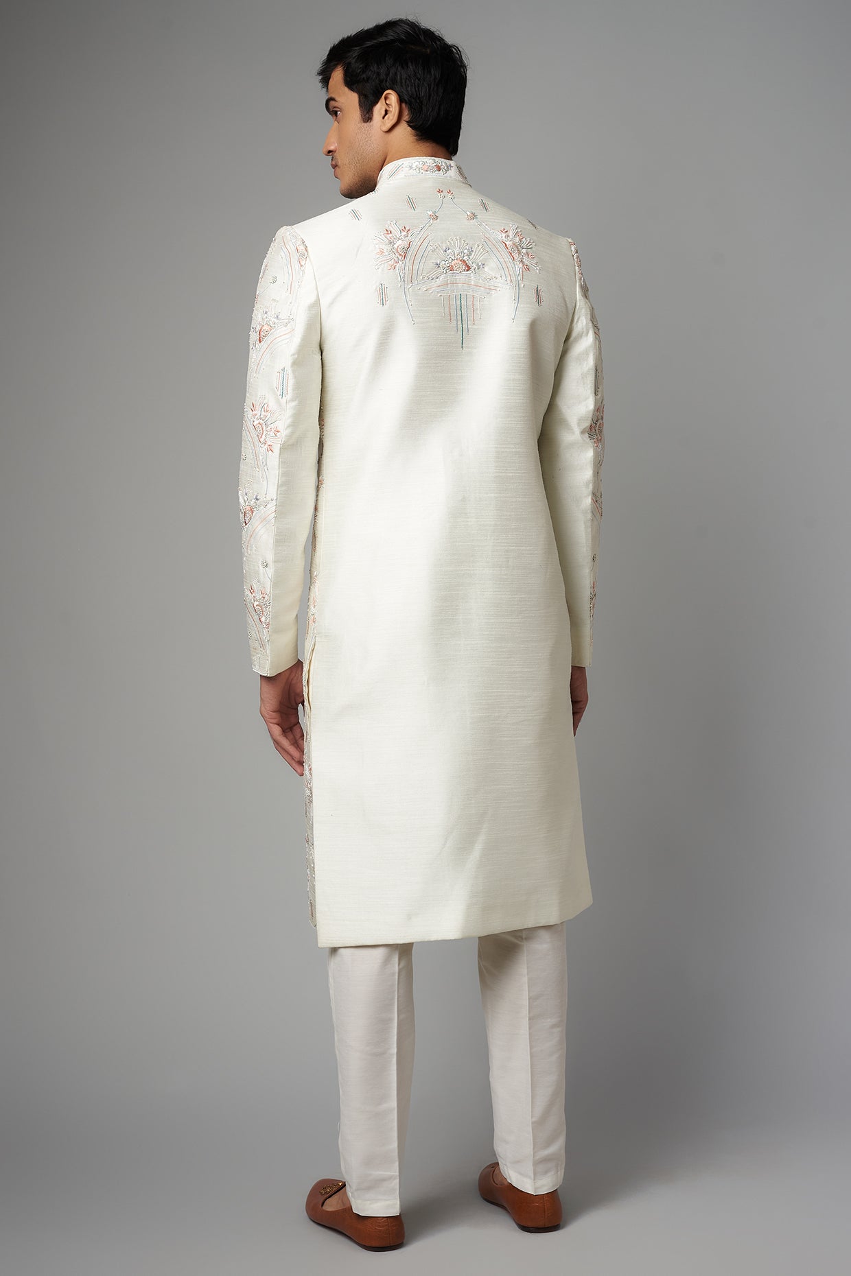 Off-white Chanderi sherwani set