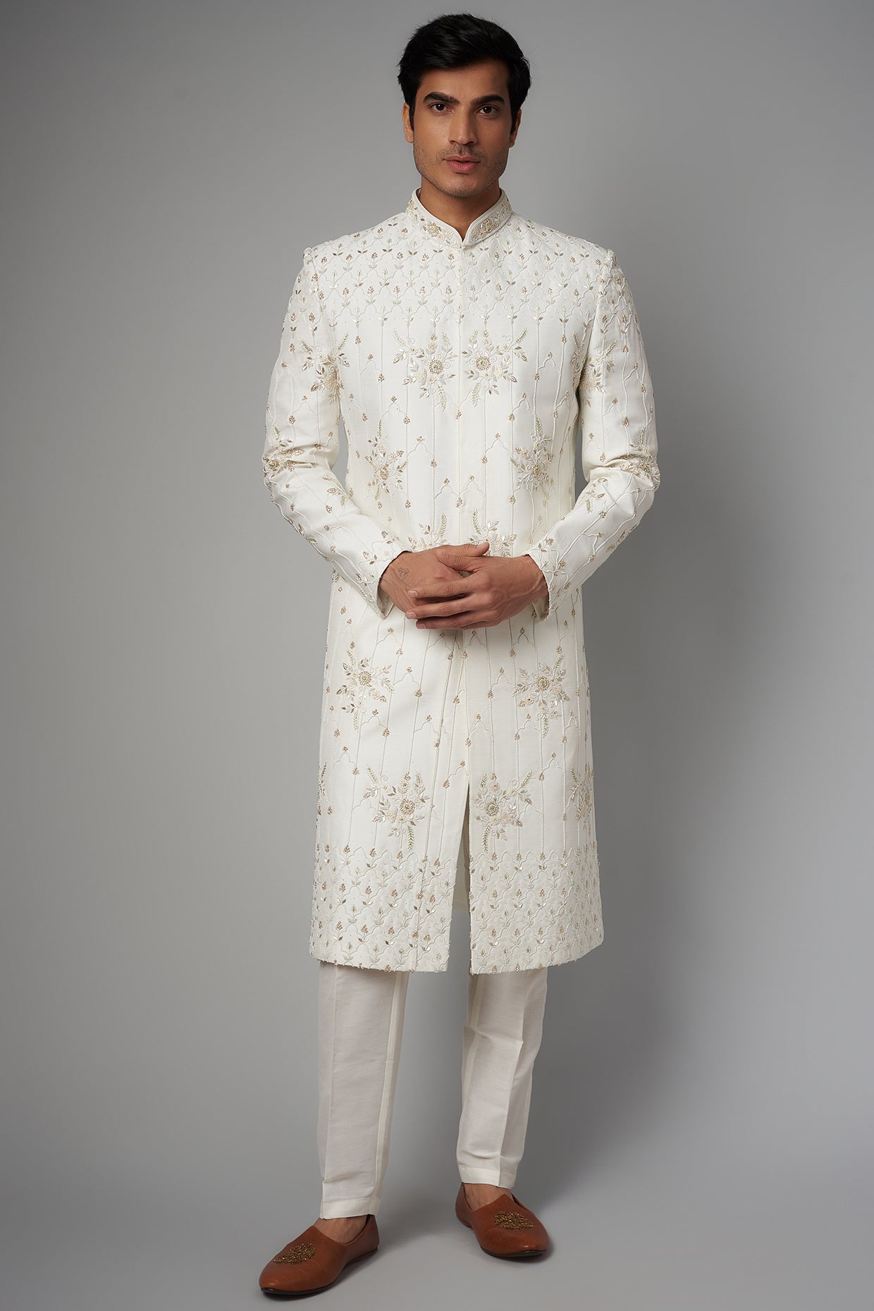 White Sherwani Set