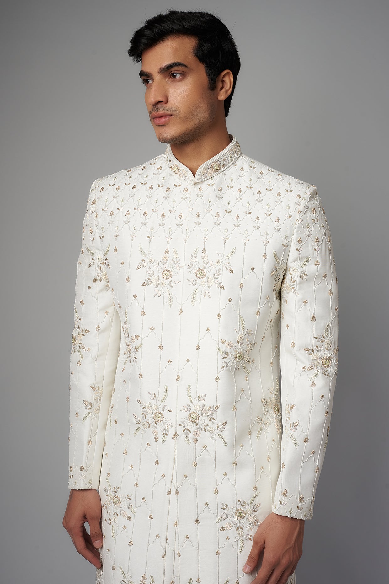 White Sherwani Set