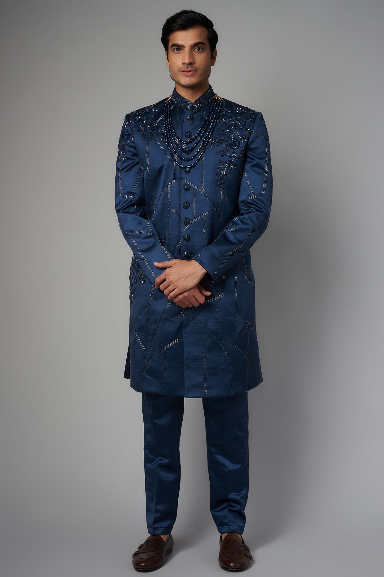 Imperial Blue Indowestern Set