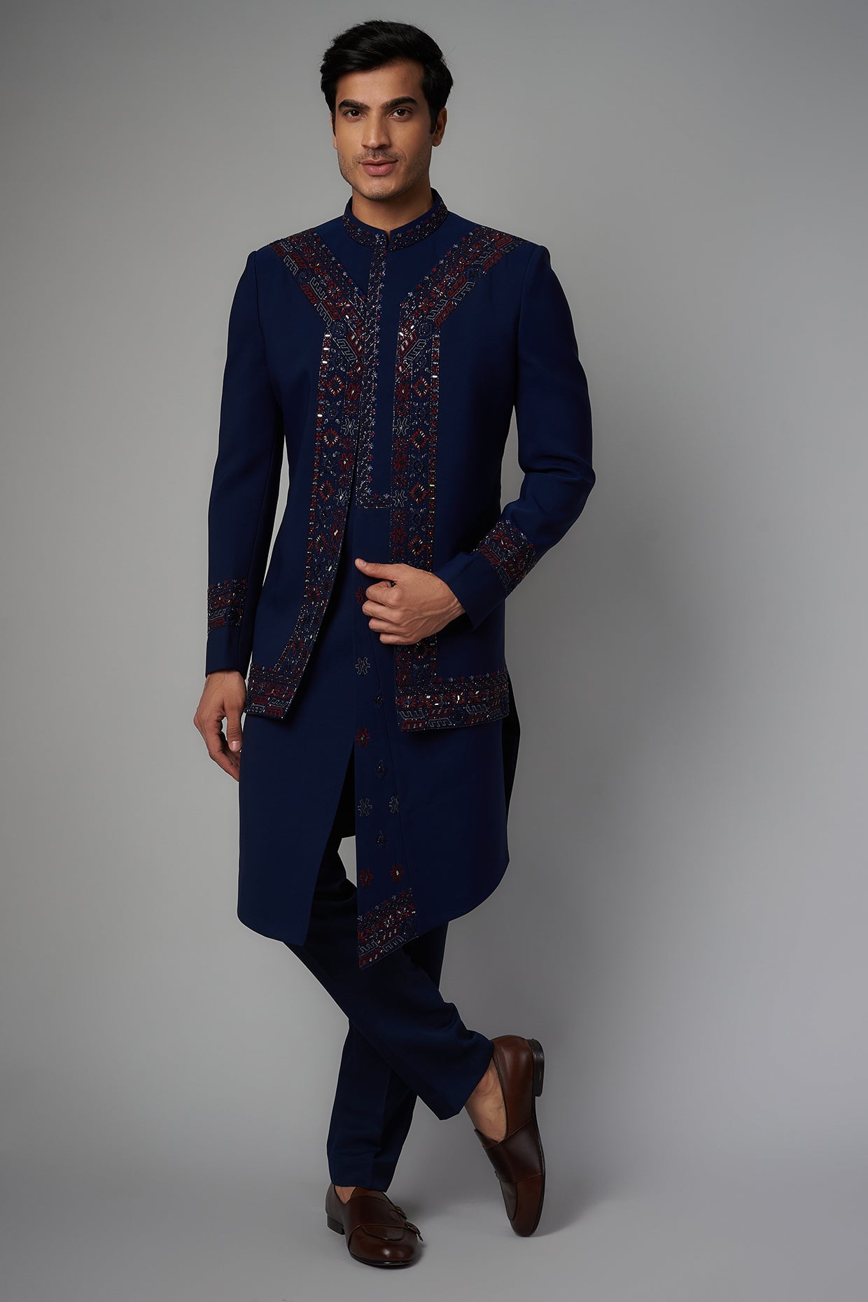 Navy Blue Indowestern Set