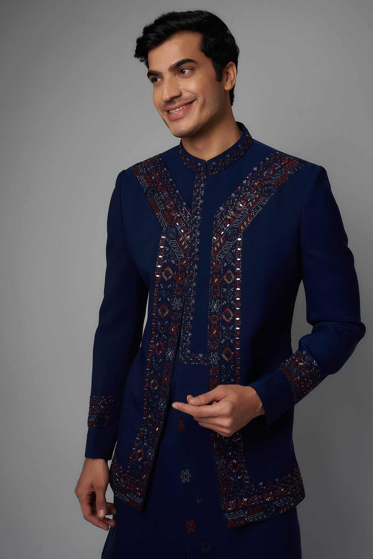 Navy Blue Indowestern Set