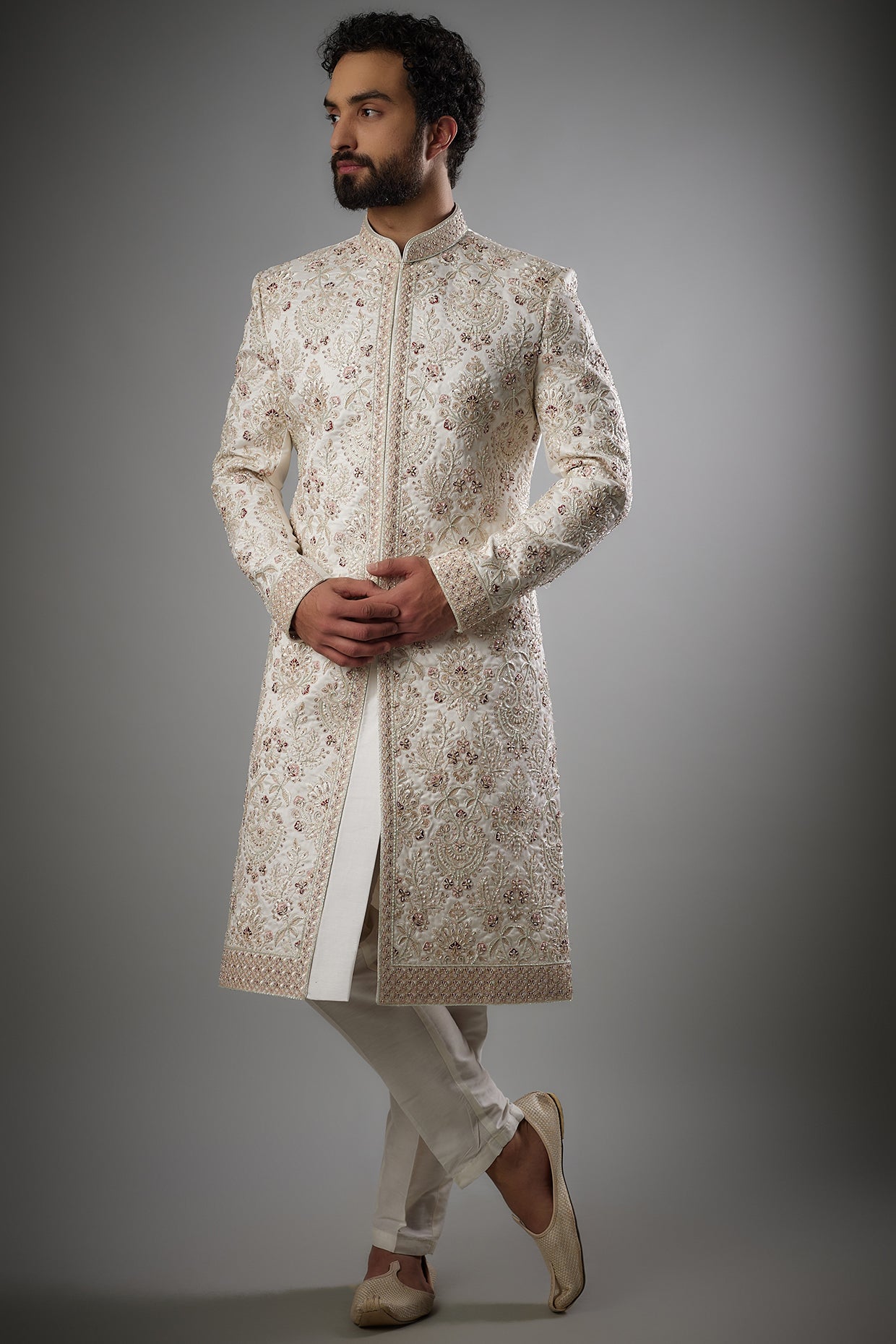 White Sherwani Set