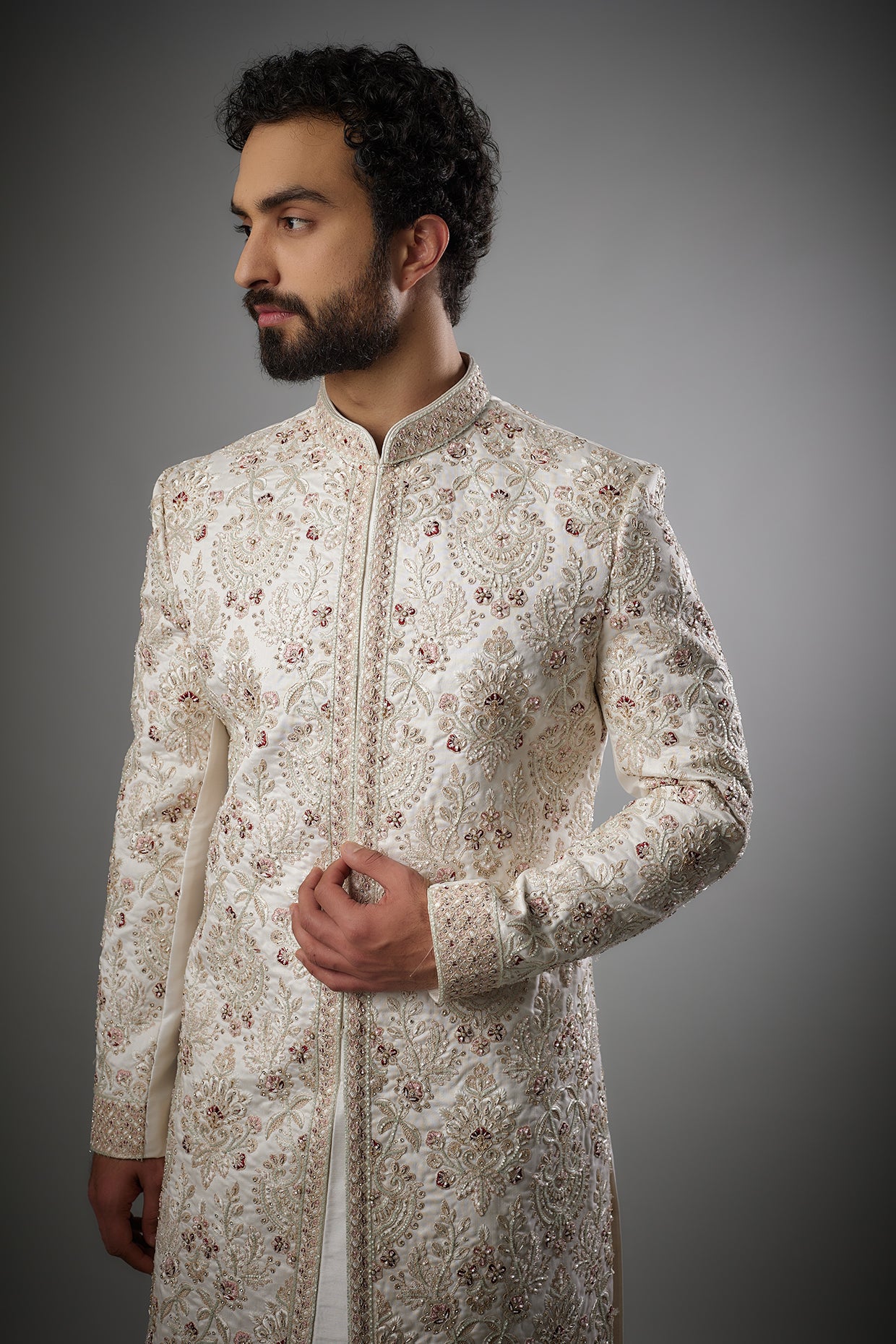 White Sherwani Set