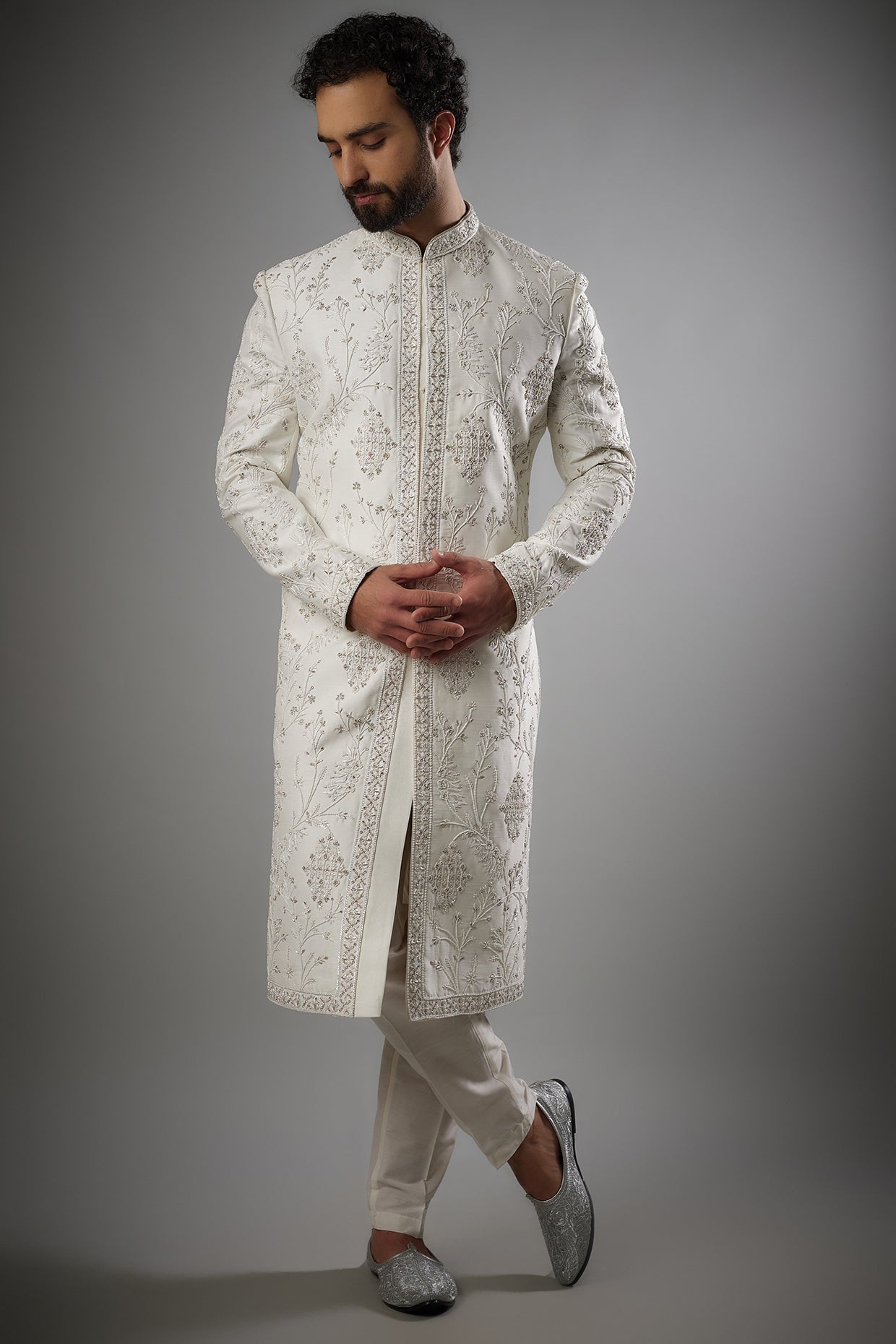 Pearl White Sherwani Set