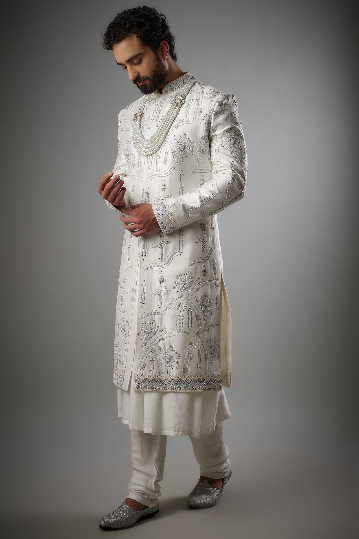 Off-white Sherwani Set