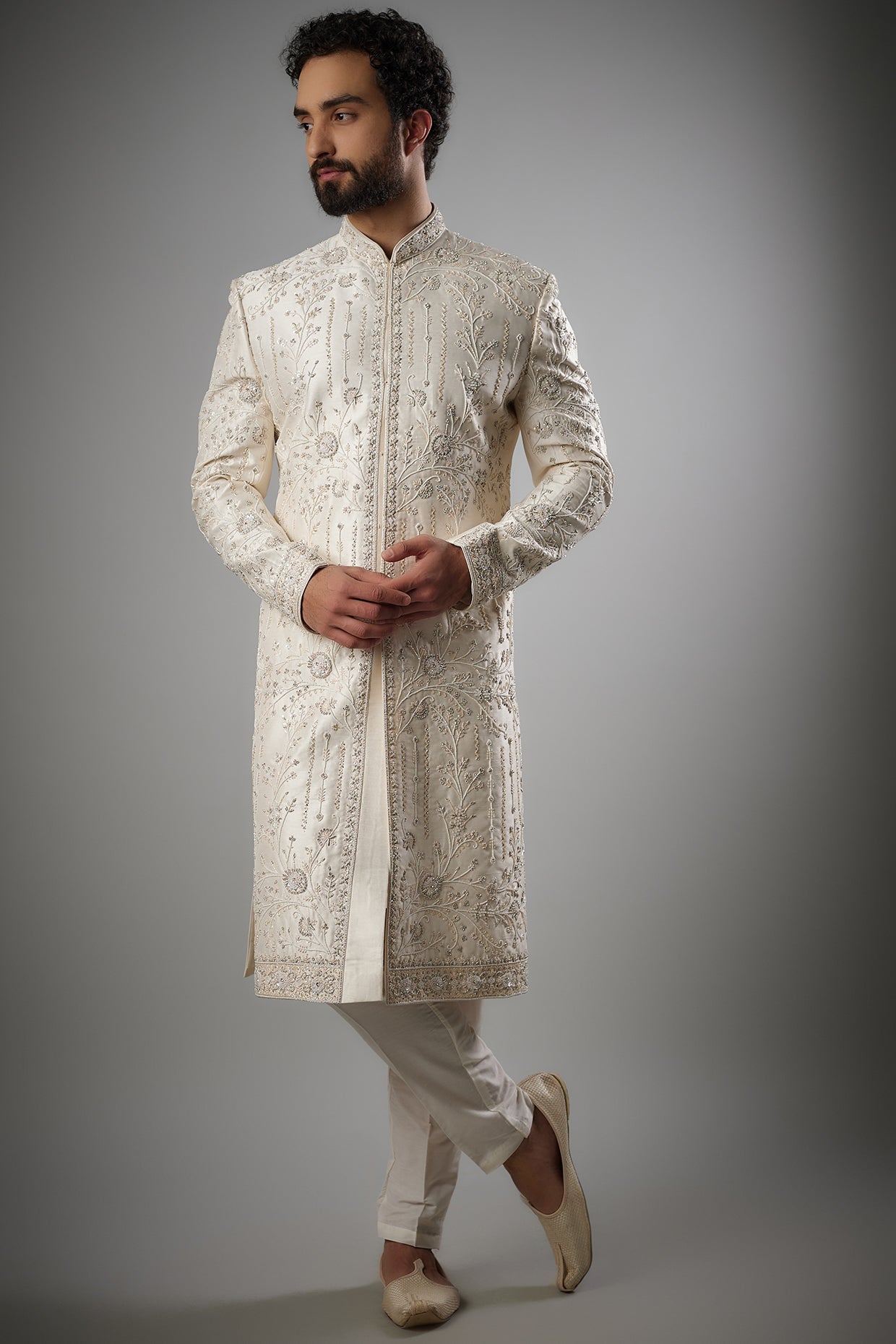 Beige Sherwani Set