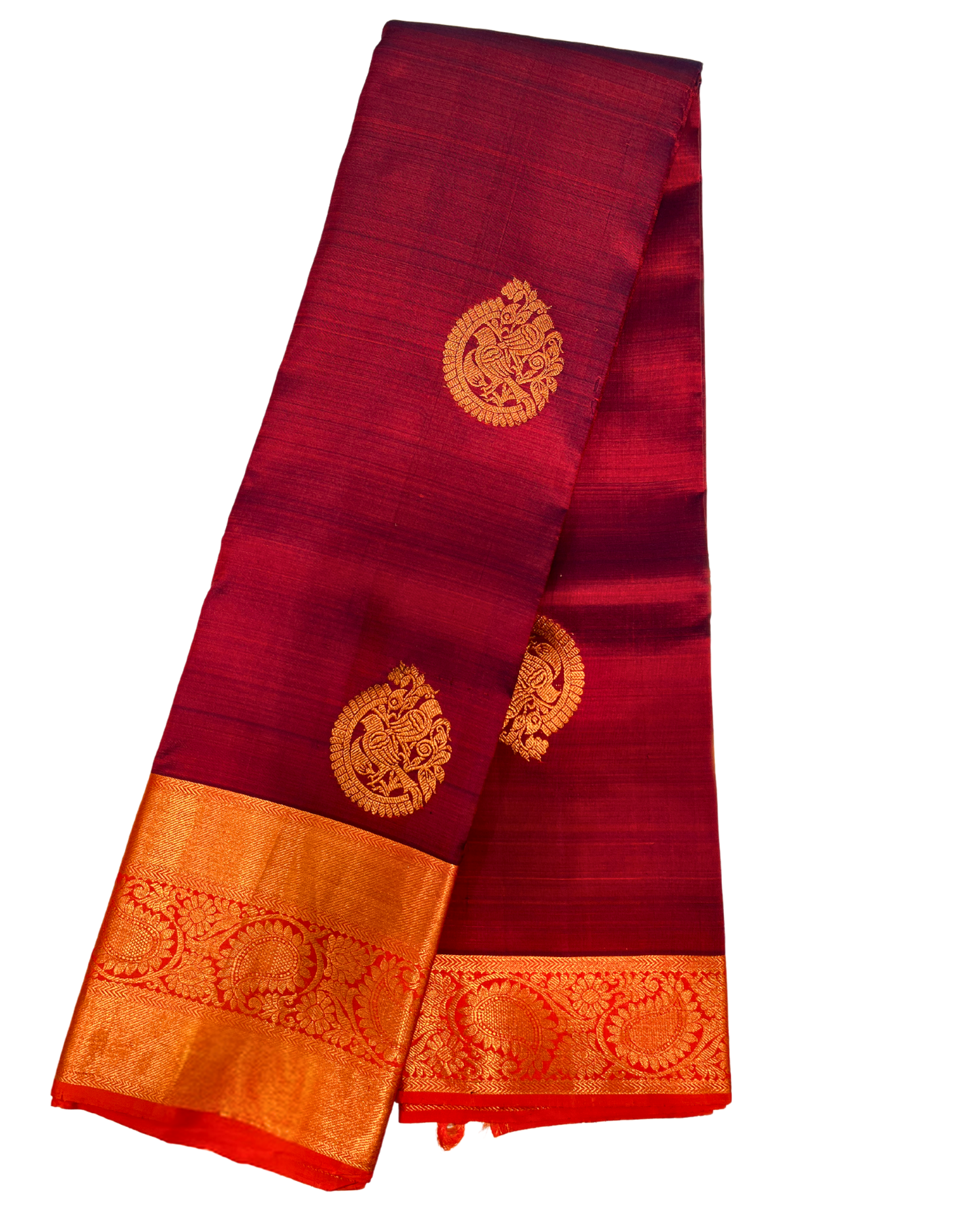 Timeless Maroon Kanchipuram Silk Saree with Rich Gold Border