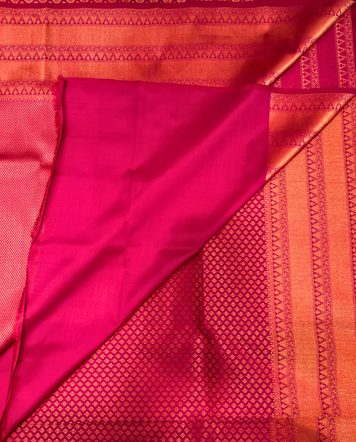 Traditional Crimson Silk Saree with Golden Embroidery