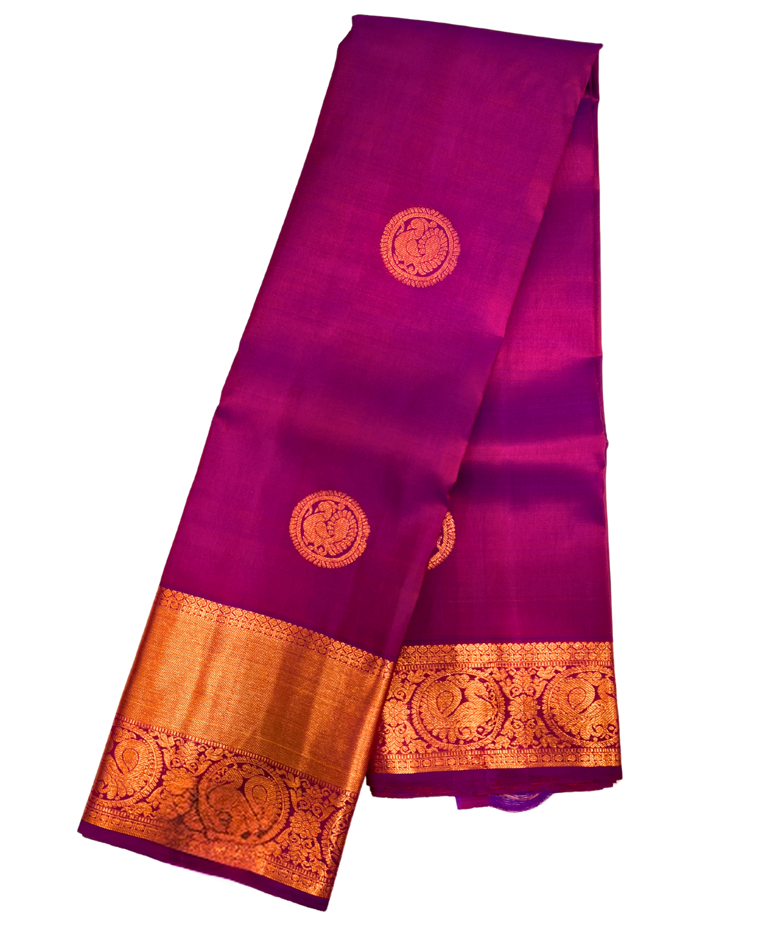 Luxurious Royal Purple Kanchipuram Silk Saree with Rich Gold Border