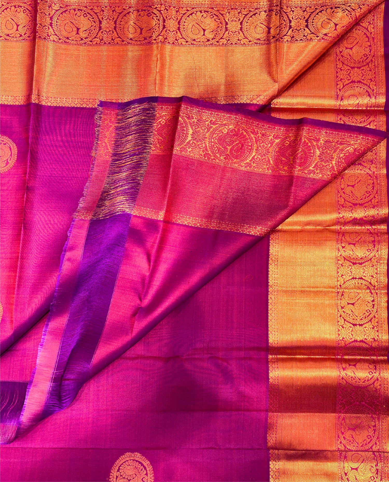 Luxurious Royal Purple Kanchipuram Silk Saree with Rich Gold Border