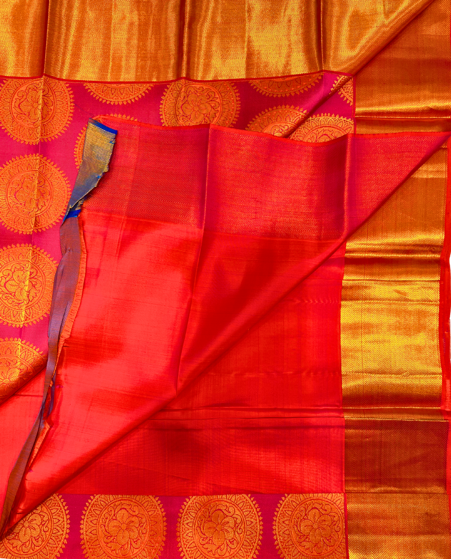 Pink Classic Kanjeevaram Silk Saree with Traditional Gold Motifs