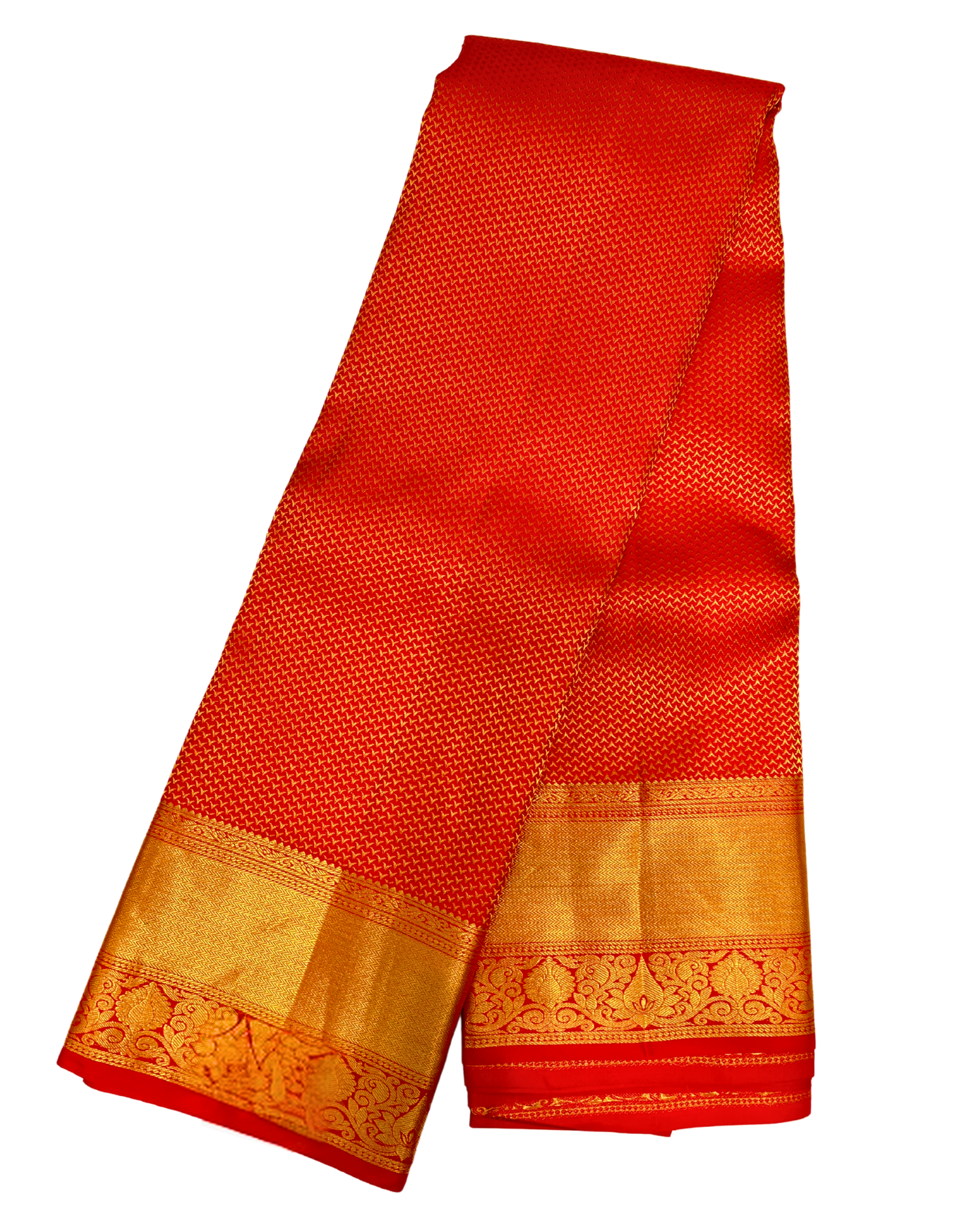 Luxurious Red Pure Silk Saree with Rich Gold Embellishments