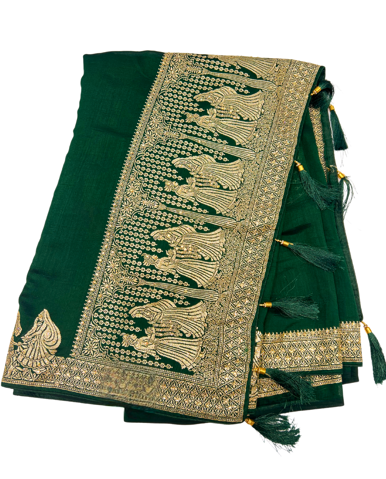 Luxurious Emerald Green Fancy Sequence Saree with Exquisite Embroidery